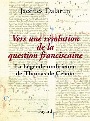 cover image of Vers une résolution de la question franciscaine